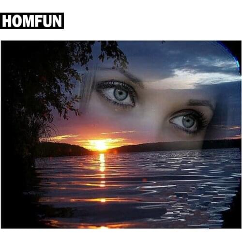 HOMFUN Full Square/Round Drill 5D DIY Diamond Painting "Eye landscape" Embroidery Cross Stitch 5D Home Decor Gift