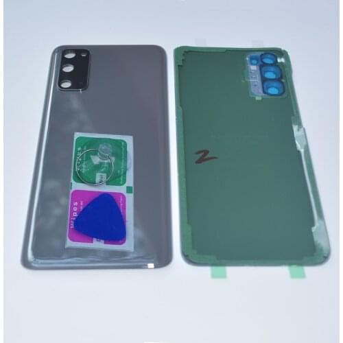 Phone Back Glass Cover For Samsung Galaxy S20 Original Phone Housing Rear Panel Back Glass Door With Camera Glass Lens Grey