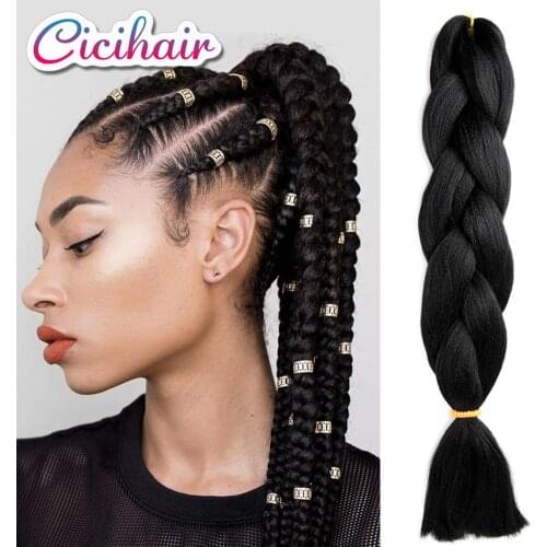 CICIHAIR 100g 24" Synthetic Jumbo Braids Support Wholesale Color High Temperature Fiber black Hair Extensions DIY Hair Braids