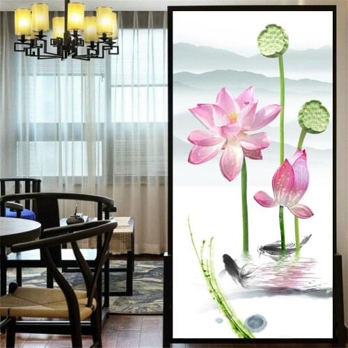 Decorative Windows Film Privacy Flower Stained Glass Window Stickers No Glue Static Cling Frosted Window Cling Tint 26