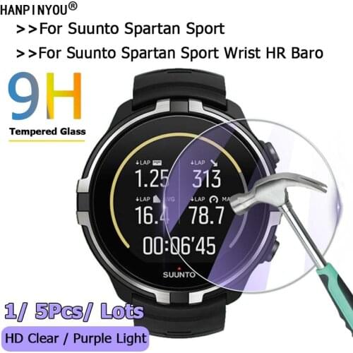For Suunto Spartan Sport Wrist HR Baro GPS Watch Ultra Clear / Anti Purple Light 2.5D Tempered Glass Film Screen Protector Guard