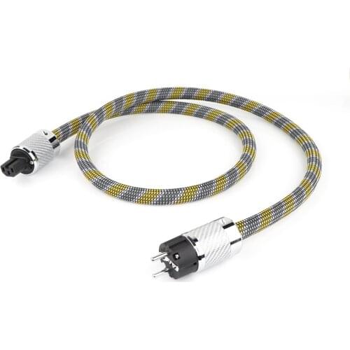 HI-End 8N OCC copper schuko power cable with carbon fiber connector plug Hiif EU version AC Mains Cord