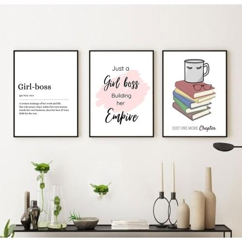 Girl Boss Definition Quote Wall Art Minimalism Canvas Painting Feminist Posters and Prints Wall Pictures for Living Room Decor