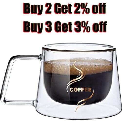 New 200mL/300mL Double Wall Mug Office Mugs Heat Insulation Double Coffee Mug Milk Coffee Glass Cup Drinkware Creative Gifts hot