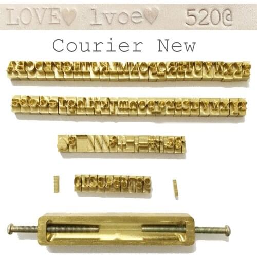 Courier New font style brass hot foil stamping letters ,based on "A" height 6mm
