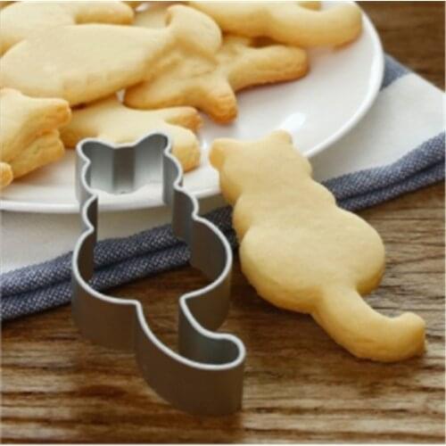 Hot 1PC Kitchen Cookie Cutter Cat Shaped Aluminium Mold Sugarcraft Cake Cookies Pastry Baking Cutter Mould Cake Decorating Tools