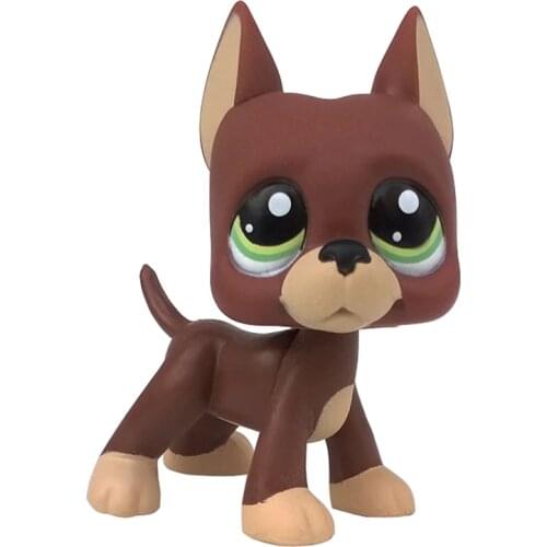 LPS CAT pet shop toys #1519 model great dane puppy chocolate dog with green eyes gifts for kids toys animals figure