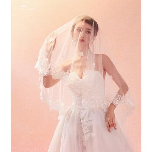 LZP383 Ivory Wedding Veil 3 Meters Plain Embroidery One Layer Bridal Veil Cathedral Veil Veu De Noiva