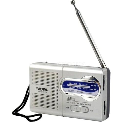 50Pcs/lot AM/FM Old Fashion Radio Multi-function Mini Pocket AM/FM BC-R119 Radio Speaker Receiver Telescopic Antenna