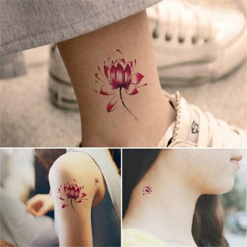 Fashion Women Girl Temporary Tattoo Sticker Flower Wolf Tattoo Sticker Makeup Safe Non-Toxic Water Resistant Temporary Tattoo
