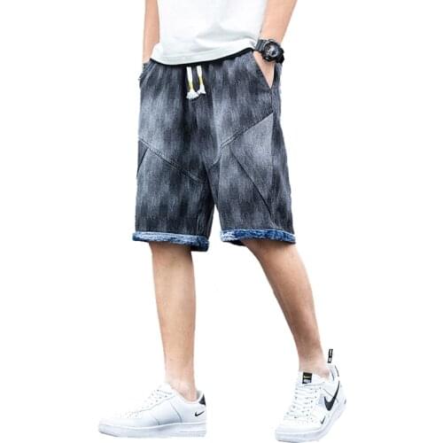 Men Denim Shorts 2021 Summer Fashion Streetwear Hip Hop Harajuku Mens Black Cotton Loose Jeans Shorts