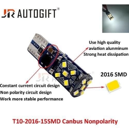 100PCS New T10 W5W 2016 15 LED Car Parking Lights 168 12V Nonpolarity Auto Wedge Turn Side Bulb Car Interior Reading Dome Lamp