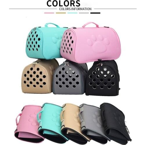EVA solid color pet Breathable tote bag portable outdoor cat folding dog traveling pet bag for small dog carrying shoulder dog b