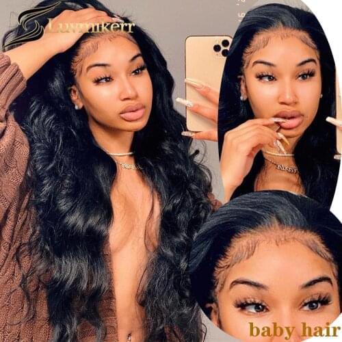 Body Wave Natural Colored 13x6 Hd Transparent Lace Frontal Wig Glueless 30 Inch 13X4 Front Human Hair Wigs Women Bleached Knots