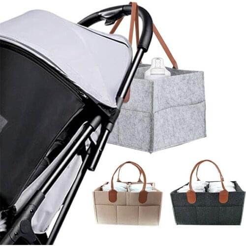 Portable Baby Diaper Organizer Caddy Felt Changing Nappy Kids Storage Carrier Bag Large