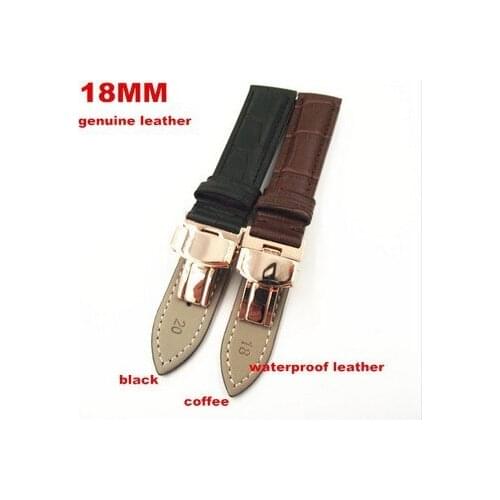 Rose gold buckle High quality wholesale10PCS/lot 18mm genuine leather watch band watch strap watch parts waterproof leather new
