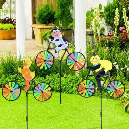 Cute 3D Animal On Bike Windmill Wind Spinner Pinwheel Home Garden Yard Decor Home Decor