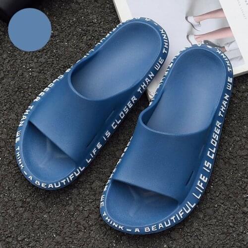 Topvivi Slippers for Men 2021 fashion Slides men Home Non-slip Summer Indoor Bathing Couple Non-slip women shower slippers blue
