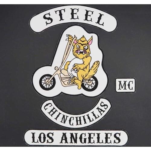 STEEL CHINCILLAS LOS ANGELES MC Iron on Clothes Embroidery Patch Sticker Badge for Clothing Hat Bags