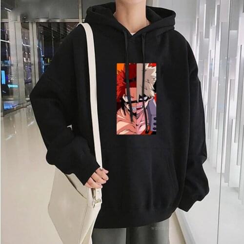 Harajuku Japan Anime My Hero Academia Hoodies Men Funny Cartoon Kirishima Eijiro And Bakugou Streetwear Unisex Winter Sweatshirt