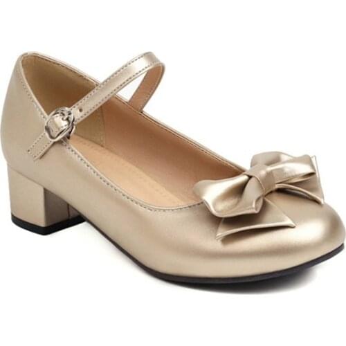 BLXQPYT Women Shoes High Heels Mary Janes Pumps Cute Bowtie Princess Lolita Ladies Princess Wedding Shoes Big Size 28-50 263