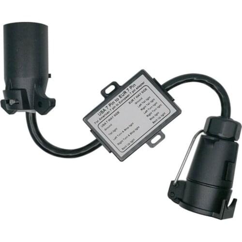 1pc Trailer Light Converter USA To EU Trailer Light Converter US 7-Way Blade Socket To EU 7-Pin Round Plug Trailer Light Adapter