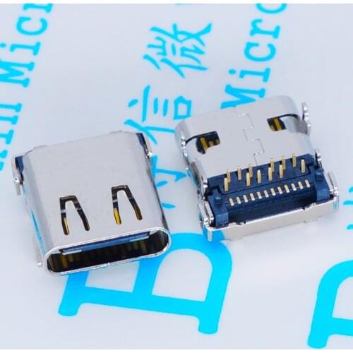 10pcs Micro USB-3.1 DIP/SMD 24P type-c female socket DIP4 two-way Hd transmission interface for Smartphones Charging end plug