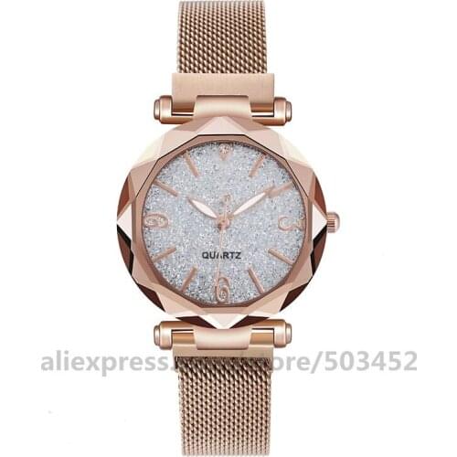 100pcs/lot Simple No Logo Women Watches Romantic Fashion Wrist Watch Designer Clock Fashion Casual Lady Starry Sky Montre Femme
