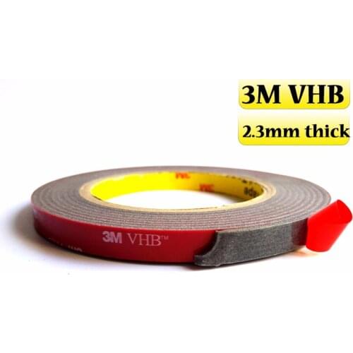 2.3mm thick, 5mm~50mm width choose, 3mters VHB Double-Sided Foam Tapes for Many surface, Glass, Metals, Woods, Car Parts etc