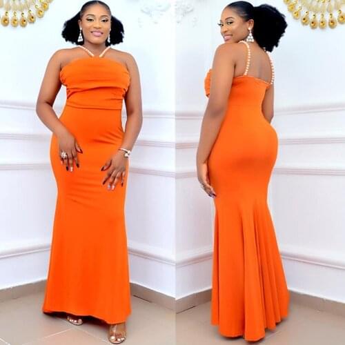 African Dresses For Women 2021 New Evening Party Dress Sleeveless Solid Slim Lady Floor Length Long Dress African Clothes