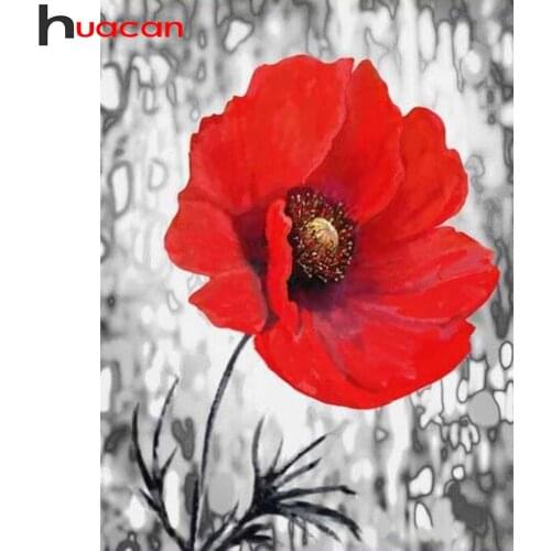 Huacan Full Diamond Embroidery Mosaic Poppy 5D Diamond Painting New Square Rhinestones Flower Handmade Gift Decoration For Home