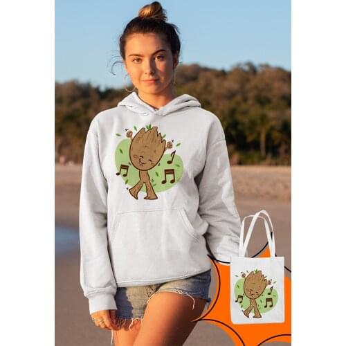 Angemiel Wear Dancing Groot White Women 'S Hooded Sweatshirt Bags Kombin
