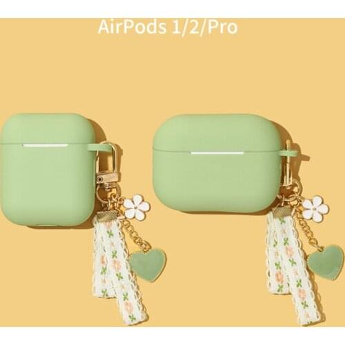 For Apple AirPods 1/2/3 Earphone Cases ins Lace flower Love Heart keyChain Accessories Charging Box AirPods Pro silicone cover