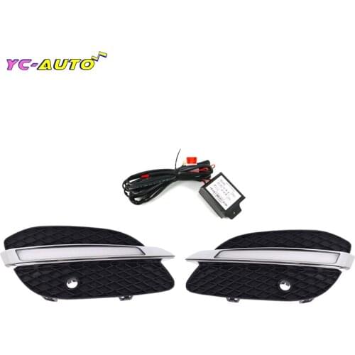 2Pcs Car DRL 12V LED Bumper Running Daytime Light Foglight Yellow Turn Signal Light FogLamp For Mercedes-Benz GLC X205 2015 2016