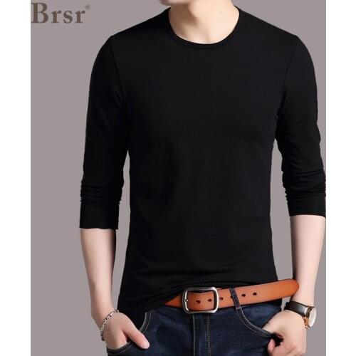 Spring And Autumn New Oversized Men T-shirt Mens Clothing Long Sleeve Slim Round Student Base T Shirt For Loose Top Tee Tshirt