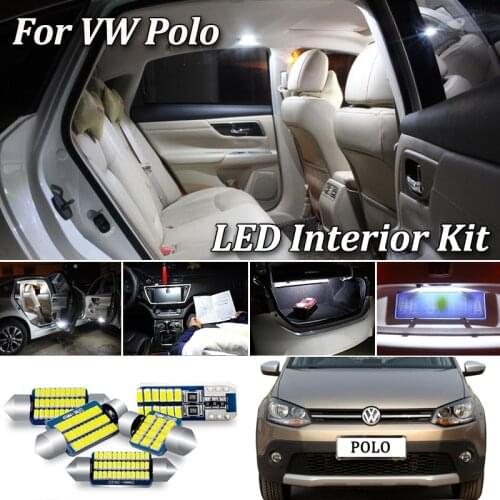 Perfect Canbus White LED bulb Interior dome map + License plate Light Kit for VW for Polo 6R 6C 9N 9N3 6N 6N1 6N2 (1994-2018)