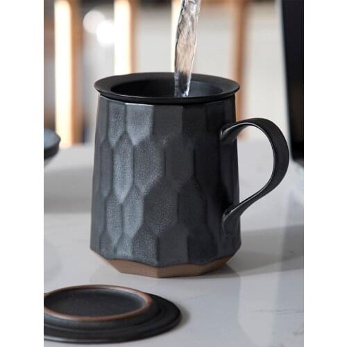 Japanese filter metal glaze ceramic water cup porcelain cup personal creative package mail tea cup mug office teacup