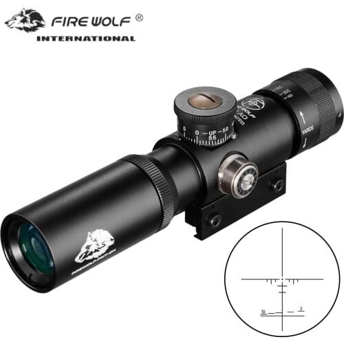 FIRE WOLF 4x21 Compact Hunting Air Rifle Scope Tactical Optical Sight Glass Etched Reticle Riflescopes With Flip open Lens Caps
