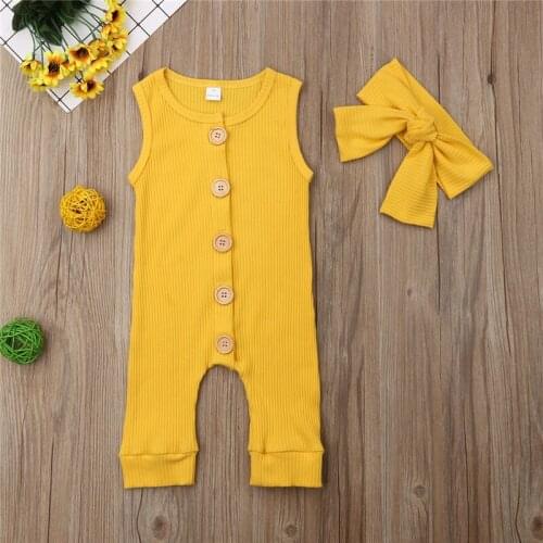 2PCS Baby Girls Romper Toddler Boys Cotton Jumpsuit Clothing Infants Summer Playsuit Sleeveless Sunsuit Newborn Clothes Unisex