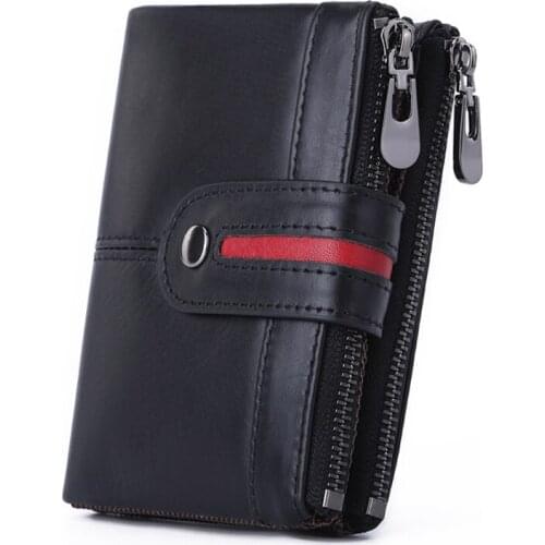 100% Genuine Leather Wallet Men New Brand Purses for men Black Brown Bifold Wallet RFID Blocking Wallets No Box