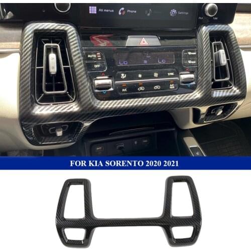 Car Gear Panel Cover Cup Frame Trims For Kia Sorento MQ4 2021 2022 Rear Air Outlet Modification Cover Decorate Carbon Fiber ABS