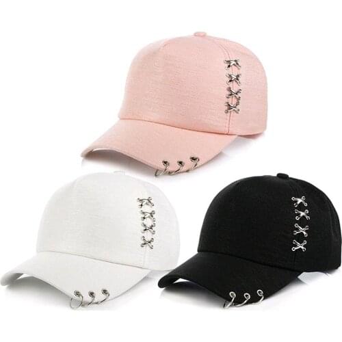 Fashion Baseball Cap with Rings Women Sun Hat Casual Unisex Sunscreen Caps Snapback Hats Summer Outdoor Hip-Hop Ball Hat