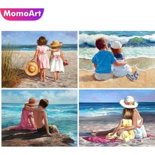 MomoArt 5D DIY Diamond Embroidery Child Cross Stitch Mosaic Diamond Painting Seaside Portrait Craft Kit Wall Art Decorations