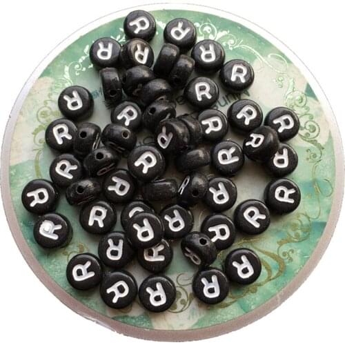 New Arrival 100pcs/lot 4*7MM Plastic Letters Beads Black Acrylic Alphabet Character Beads Fit Bracelet Keyring Ornament Making