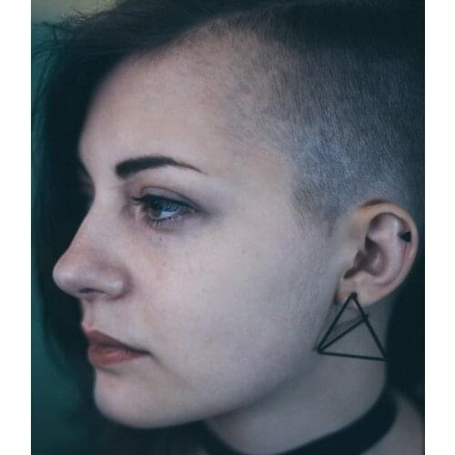 New Cool Brief Style Black Hollow Triangle Geometric Hoop Earrings For Women Femme Bijoux