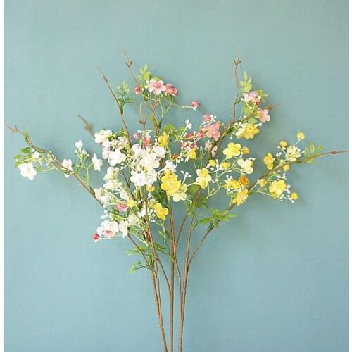 NEW Beautiful Plum blossom with leaf Artificial Flowers for Home table decoration indie room decor cheap flores