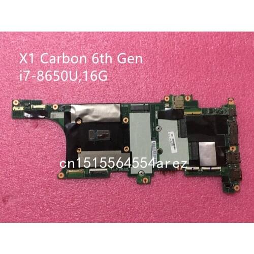 Original laptop Lenovo Thinkpad X1 Carbon 6th Gen Type 20KH 20KG motherboard mainboard i7-8650U 16GB RAM 01YR217