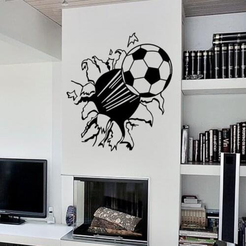 Carved Football broken wall sticker for kids boy room living room decoration mural home decor decals wallpaper sports stickers