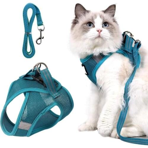 Cat Harness And Leash Set Nylon Mesh Kitten Puppy Dogs Vest Harness Leads Pet Clothes For Small Dogs