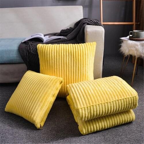 Foldable Cushion Blanket Magic Velvet Solid Stirpe Flannel Throw Pillows AB Side Blankets For Bed Car Warm Pillow Quilt 2 in 1